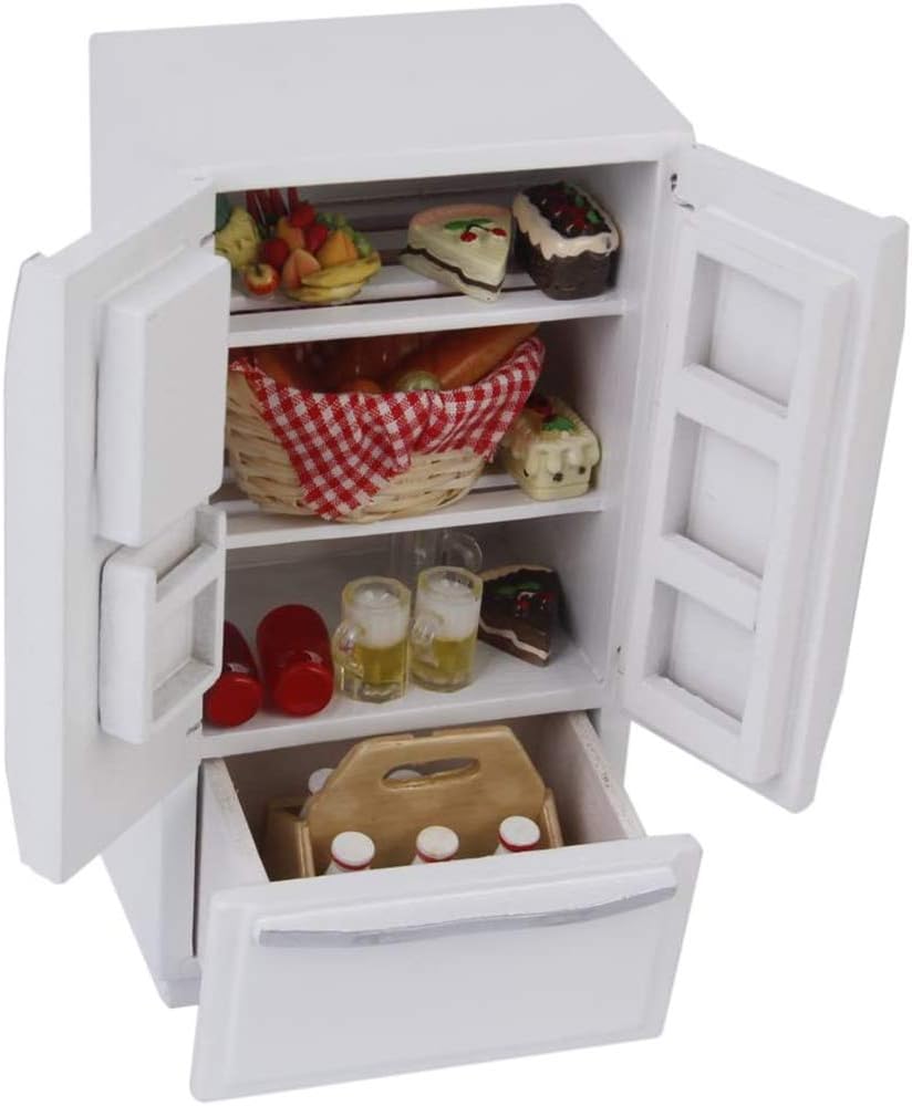 FIIMO 1/12 ドールハウスミニチュア冷蔵庫 ドールハウス家具 木製